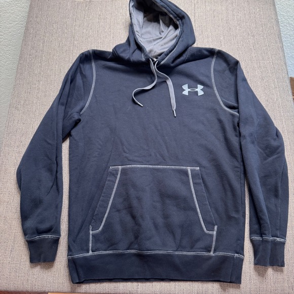 Under Armour Other - Under Armour ColdGear Hoodie Mens Small Black Grey Contrast Stitch Pullover